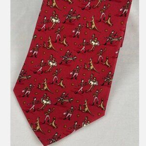 Salvatore Ferragamo Red Circus Animal Print 100% Silk Necktie Italy Ostrich Seal
